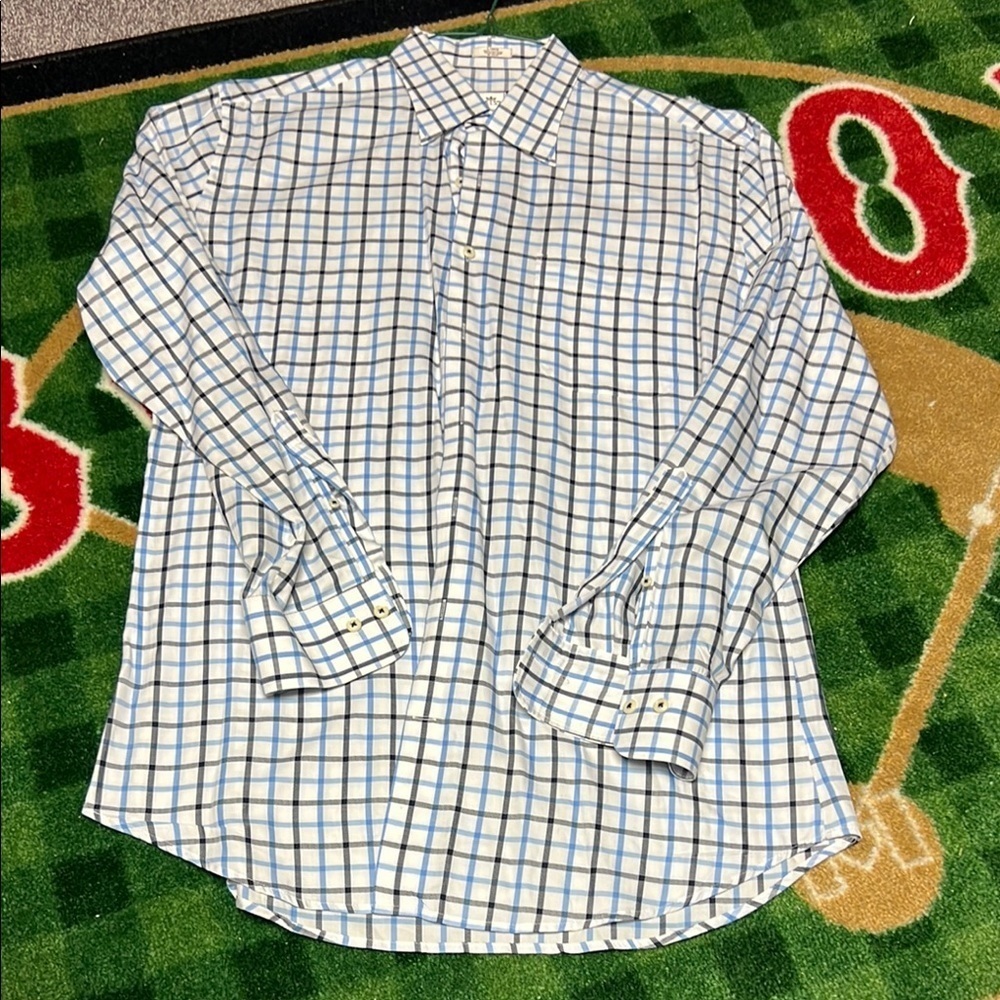 Peter Millar Dress Shirt Mens Large Blue Business Office Casual Travel Preppy